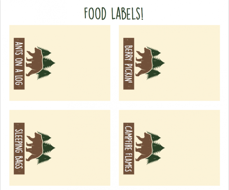 Camping Birthday Food Labels Giggle Magazine