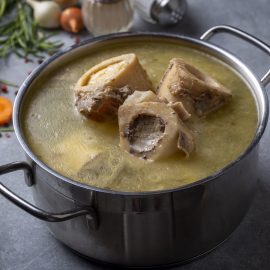 Bone broth in pot