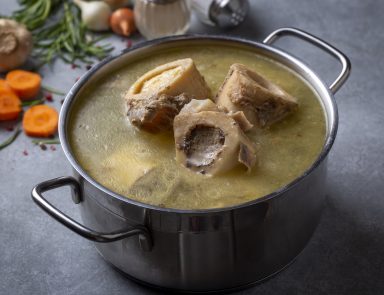 Bone broth in pot