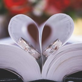 Book with pages making heart shape