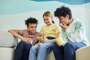Kids using cellphone
