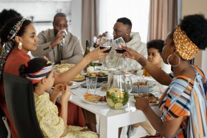 Family having dinner together