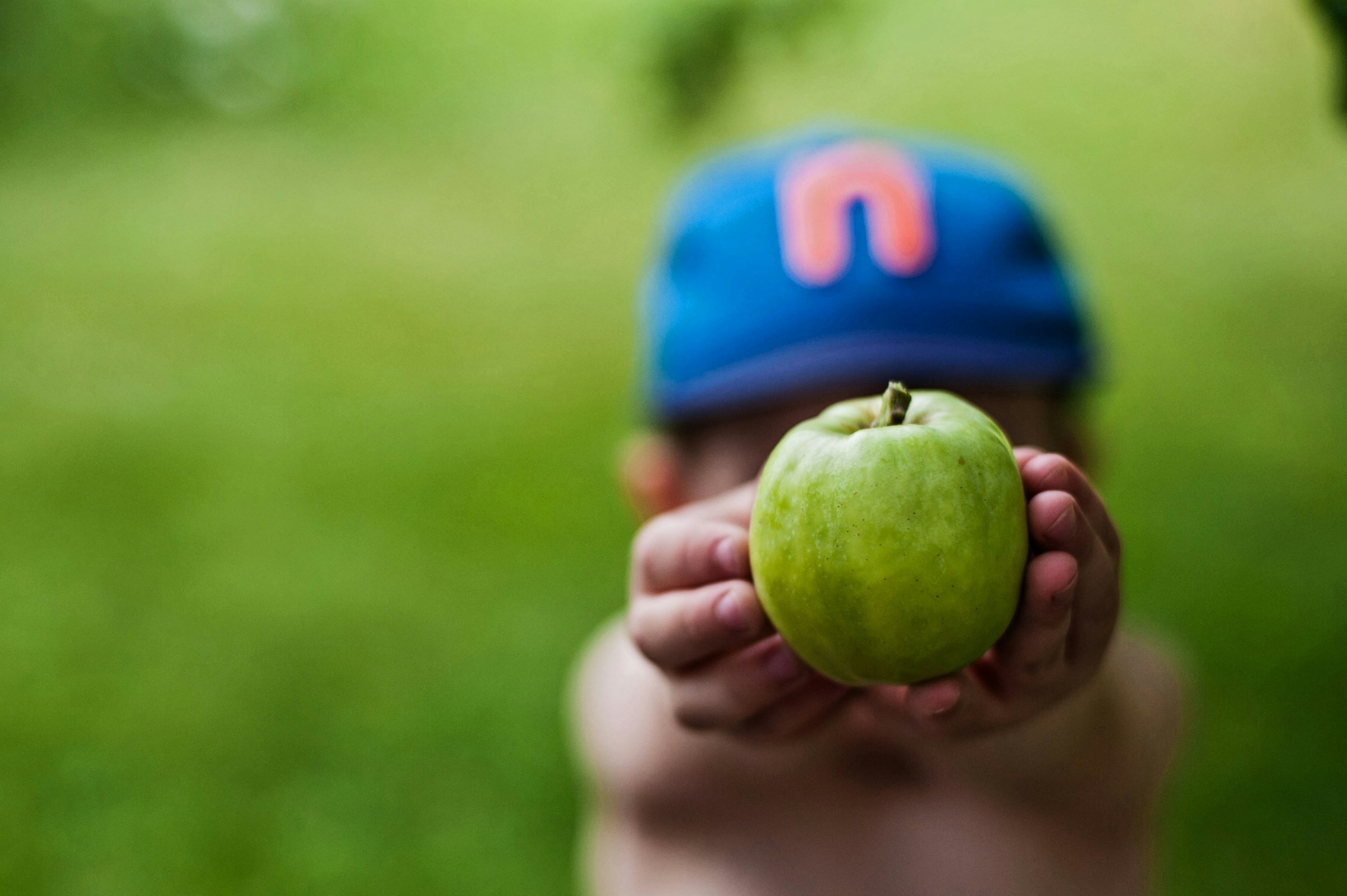 Child holding an apple
