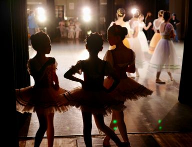 Girls waiting backstage to perform