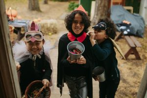 Kids trick-or-treating on Halloween