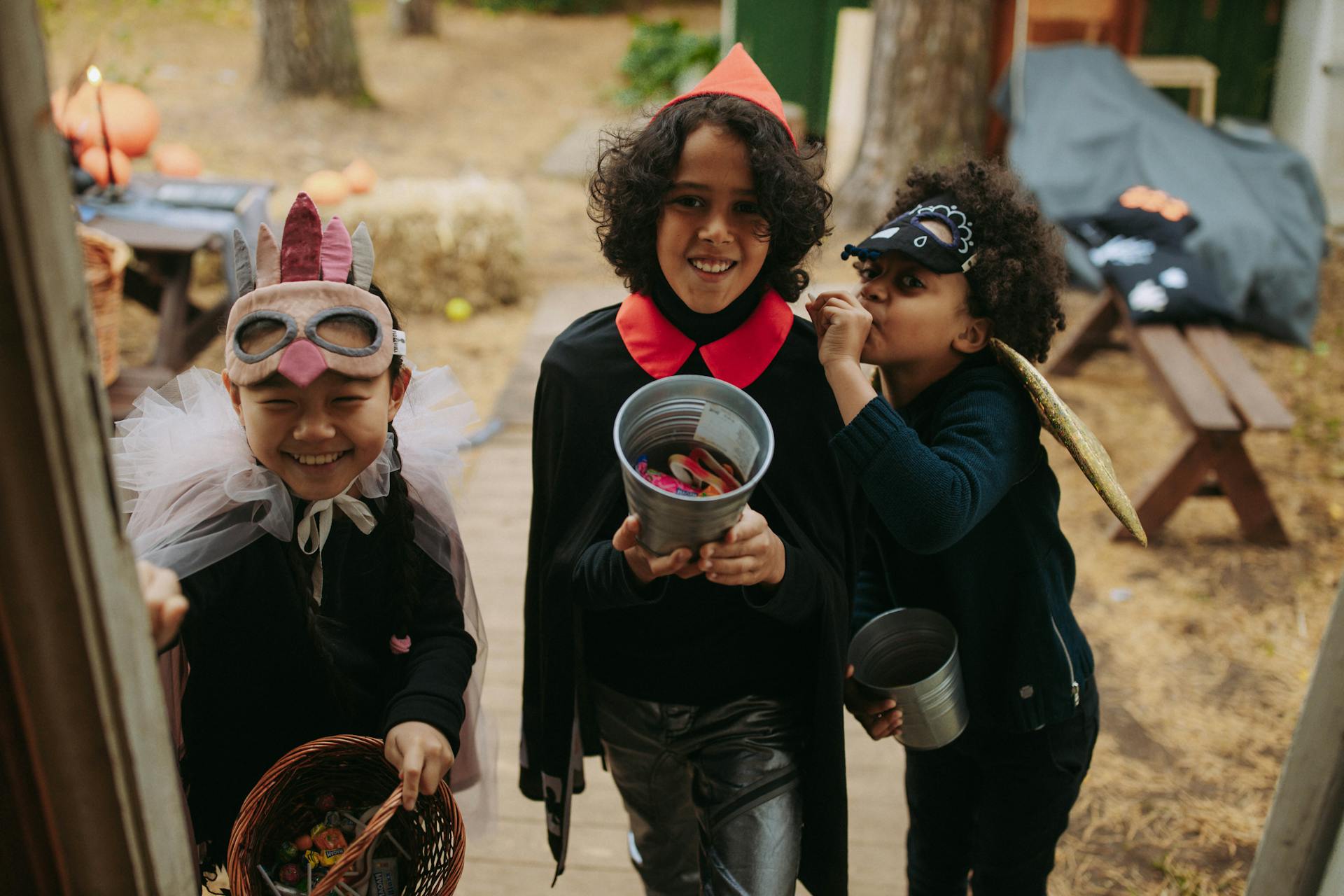 Kids trick-or-treating on Halloween