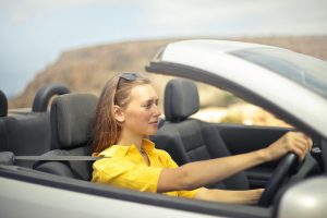 Woman driving a car